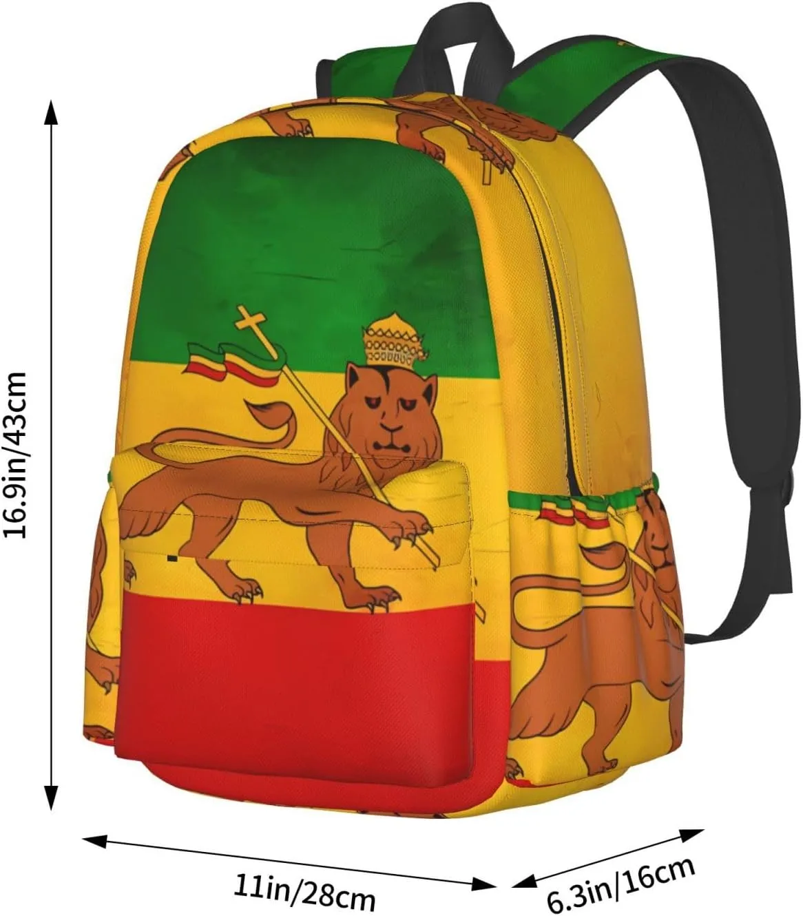 Vintage Old Ethiopia Flag Lion Of Judah Backpack Large Capacity Backpack Lightweight Double Shoulder Bag For Women Men Travel