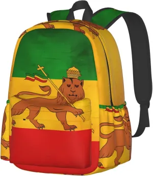 Vintage Old Ethiopia Flag Lion Of Judah Backpack Large Capacity Backpack Lightweight Double Shoulder Bag For Women Men Travel