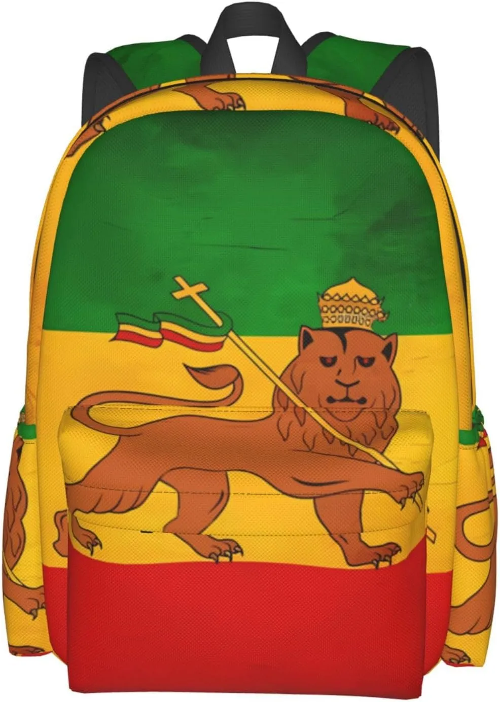 Vintage Old Ethiopia Flag Lion Of Judah Backpack Large Capacity Backpack Lightweight Double Shoulder Bag For Women Men Travel