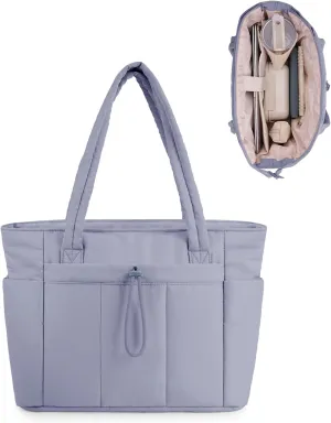 Wandering Nature Tote Bag for Women with Water Bottle Pocket Fit for Stanley Cup, Puffer Carry On Tote with Laptop Compartment and Trolley Sleeve for Work, Nurse, College, Travel
