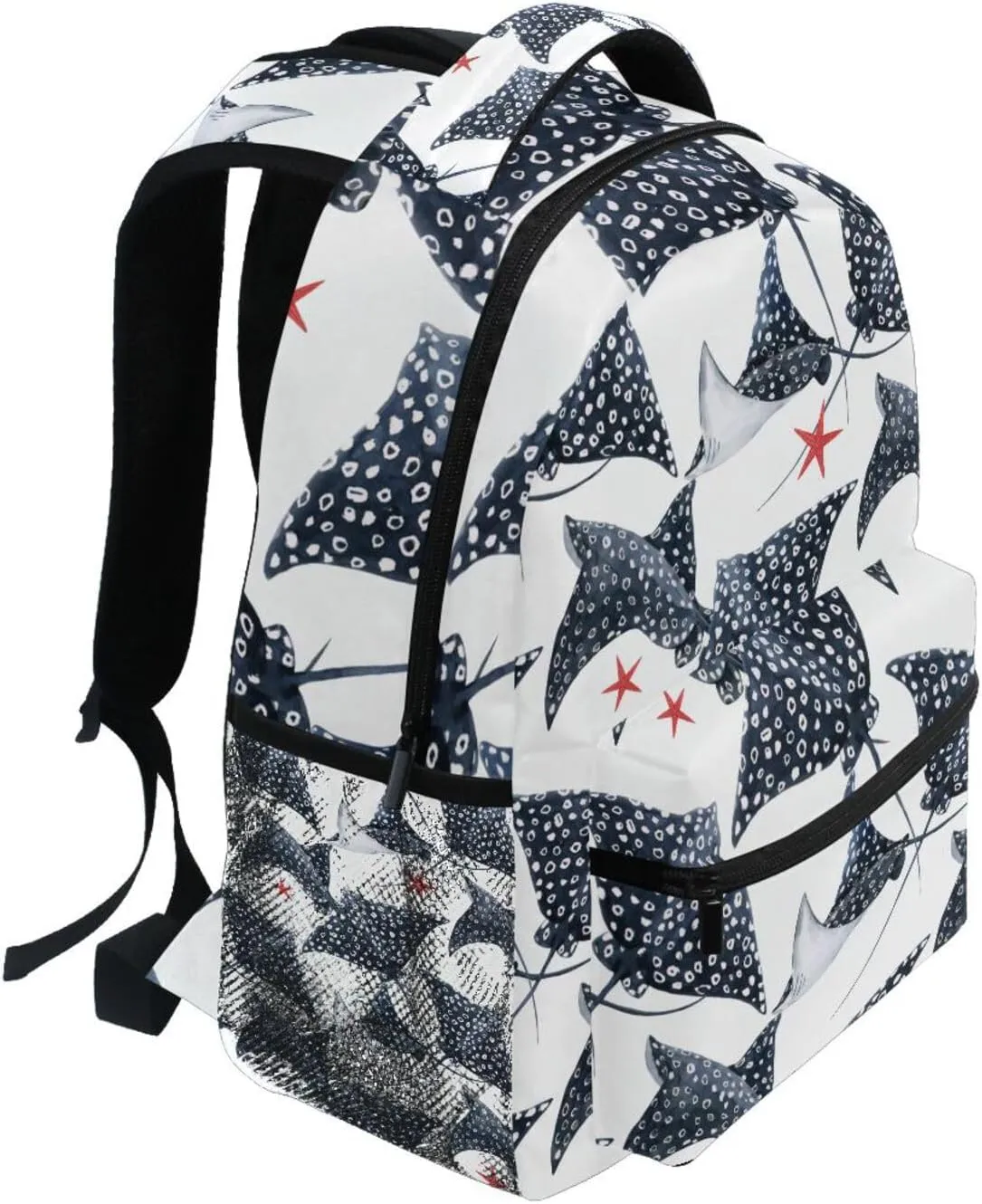 Watercolor Stingray Fish Pattern Boys Girls Kids School Backpacks Bookbag, School Bag Travel Backpack Daypack