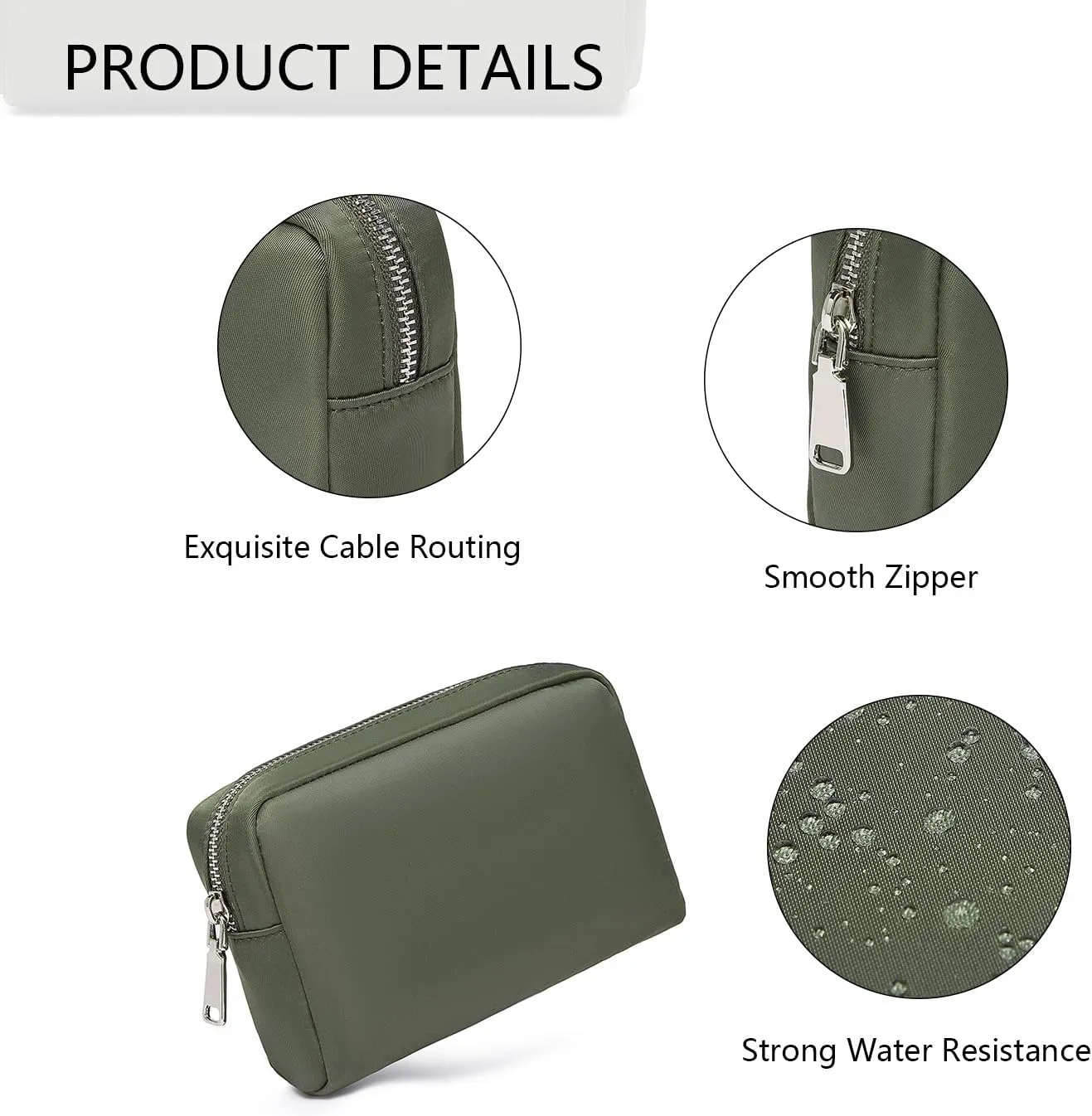 Waterproof Makeup Bag Large Capacity Women's Classic Black Wash Bag Adjustable Partition Wash Bag Brush and Cosmetic Carrying Bag… (Army Green)