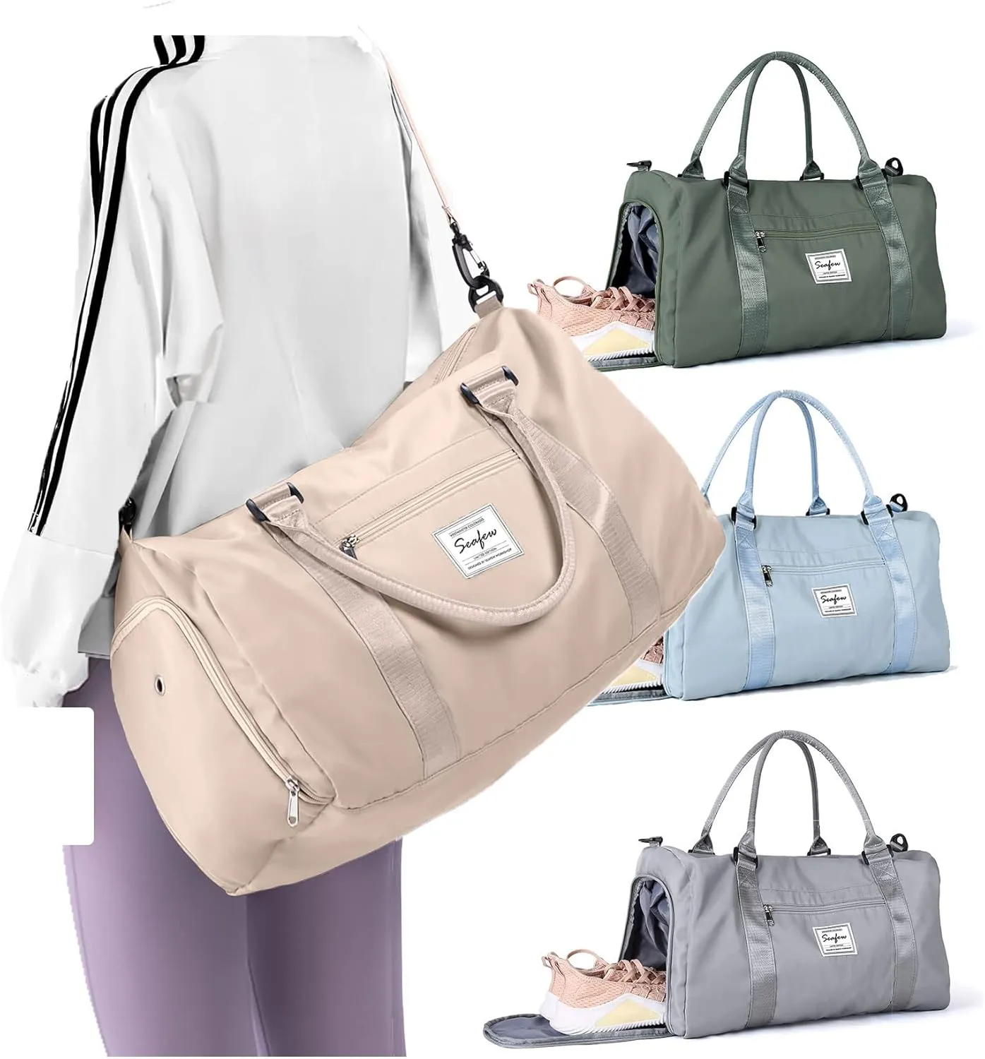 Weekender Duffel Bags for Women Men, Travel Totes Bag for Airplane, Cute Sports Gym Dance Bag Overnight Luggage Bag with Wet Pocket Shoe Compartment, Carry On Hospital Bag for Labor and Delivery
