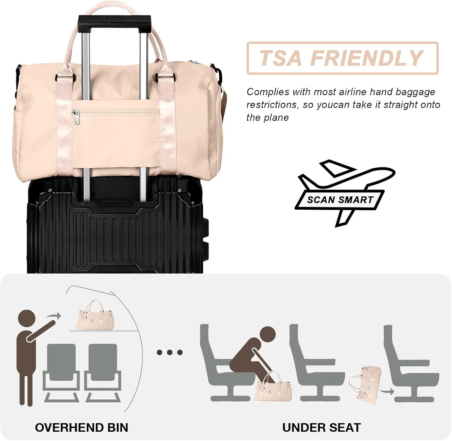 Weekender Duffel Bags for Women Men, Travel Totes Bag for Airplane, Cute Sports Gym Dance Bag Overnight Luggage Bag with Wet Pocket Shoe Compartment, Carry On Hospital Bag for Labor and Delivery