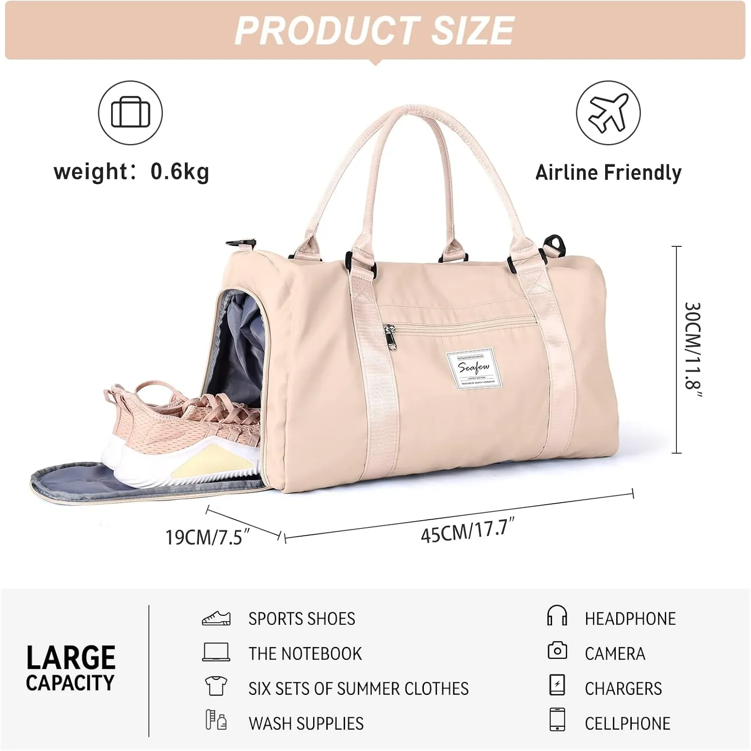 Weekender Duffel Bags for Women Men, Travel Totes Bag for Airplane, Cute Sports Gym Dance Bag Overnight Luggage Bag with Wet Pocket Shoe Compartment, Carry On Hospital Bag for Labor and Delivery