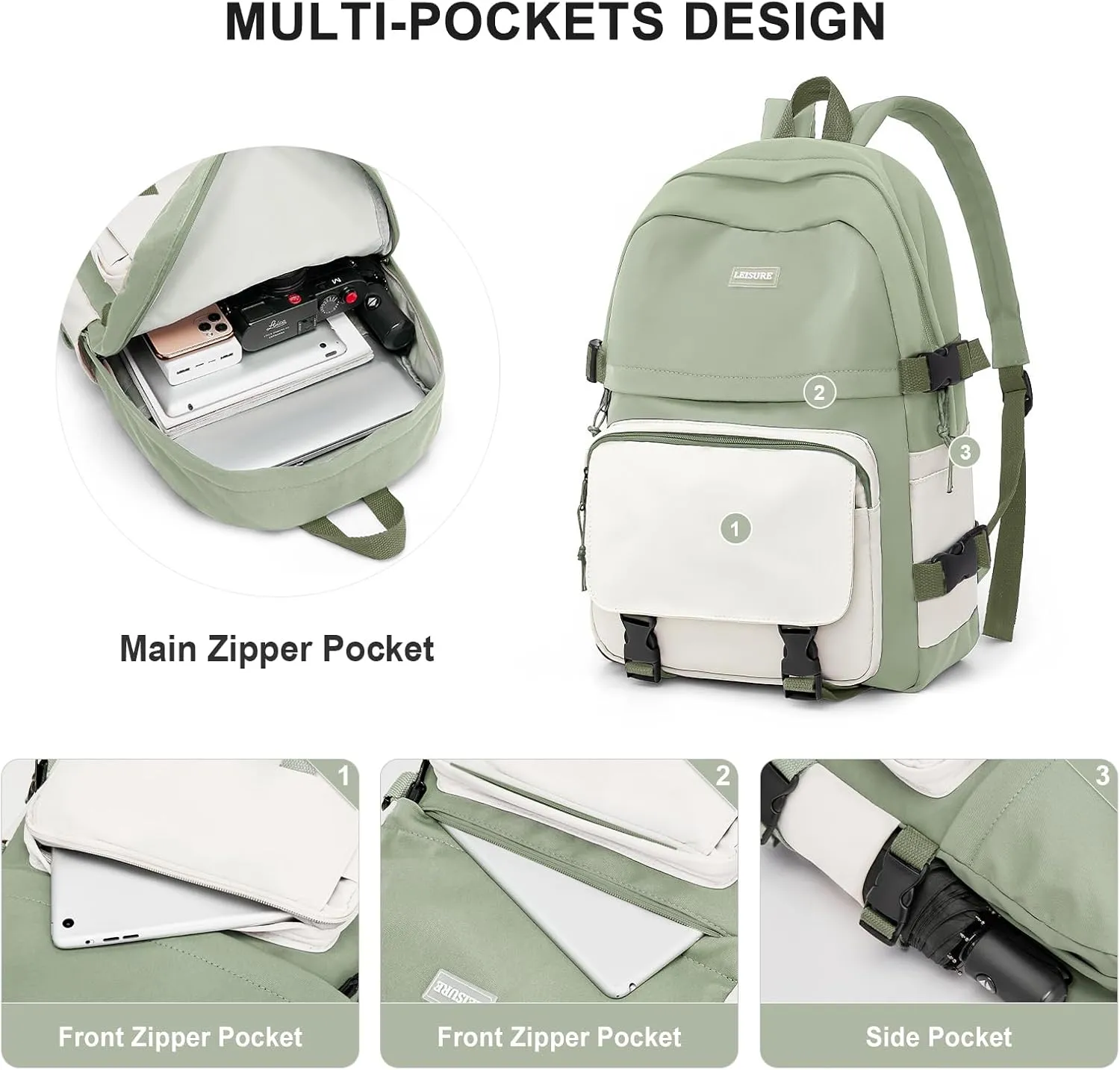 weradar Lightweight Backpacks For Middle School Teens Boys Girls,Students College Backpack,Cute High School Bags For Women Men,Simple Book bag(Green)