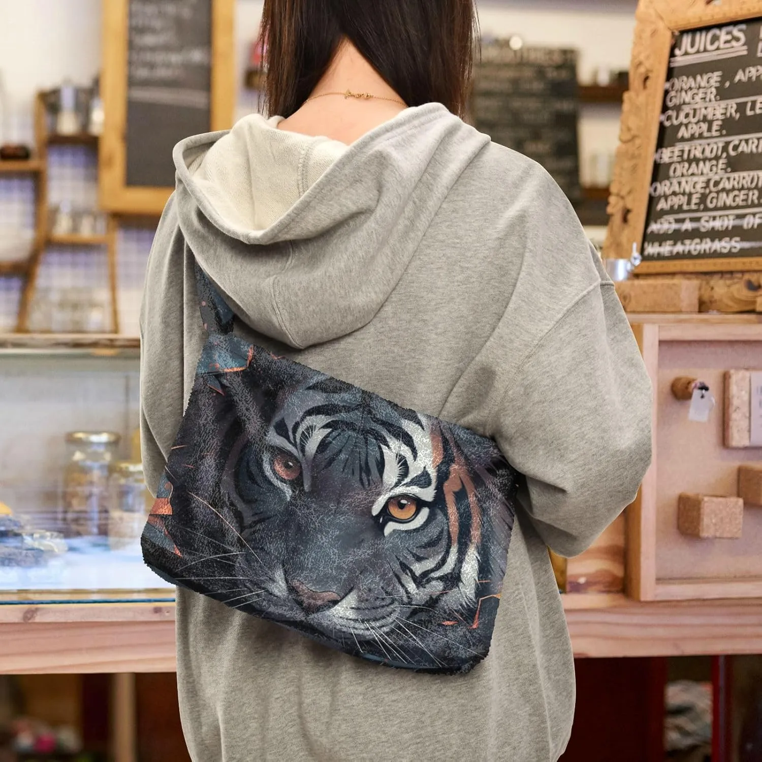 White Cute Dog Green Paper Womens Shoulder Handbags, Underarm Shoulder Bag, Book Totes for Women