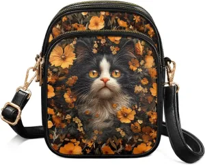 Wild Animals Small Crossbody Bags for Women, Zipper Cross Over Purse PU Leather Shoulder Handbags for Travel, Work