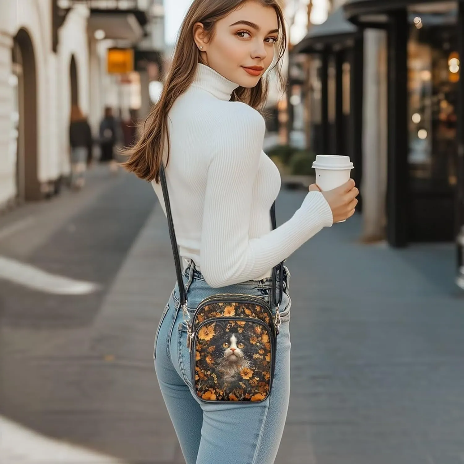 Wild Animals Small Crossbody Bags for Women, Zipper Cross Over Purse PU Leather Shoulder Handbags for Travel, Work