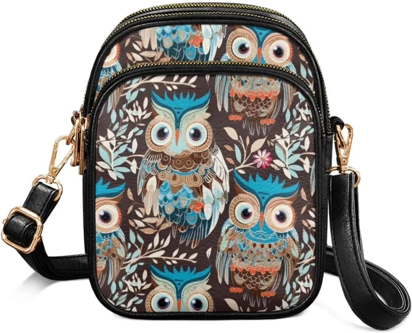 Wild Animals Small Crossbody Bags for Women, Zipper Cross Over Purse PU Leather Shoulder Handbags for Travel, Work