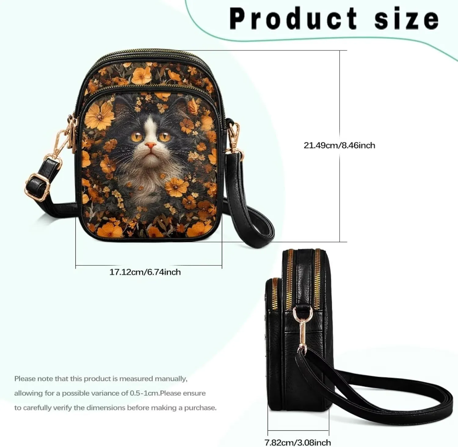 Wild Animals Small Crossbody Bags for Women, Zipper Cross Over Purse PU Leather Shoulder Handbags for Travel, Work