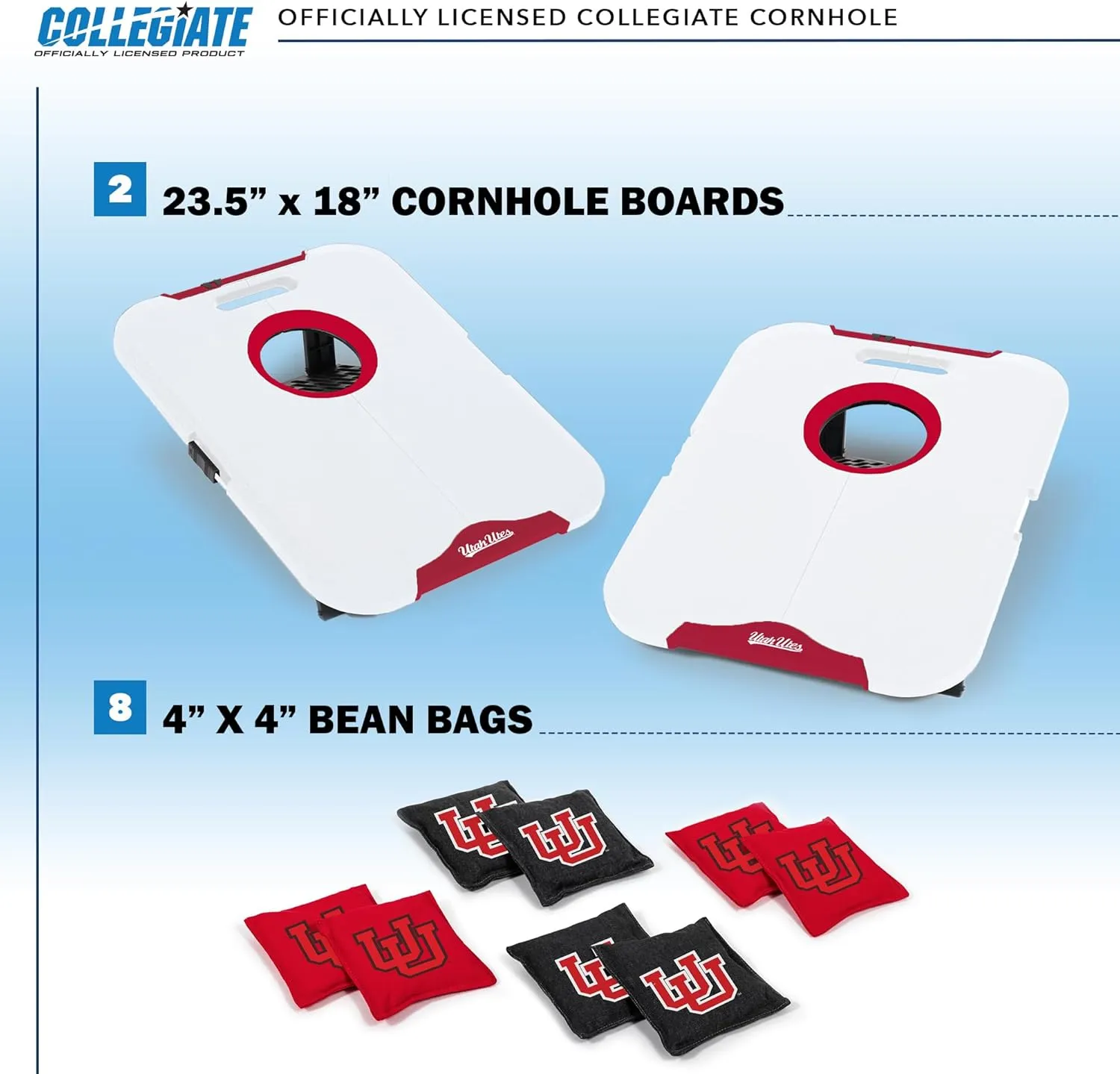 Wild Sports NCAA Pro Football All-Weather Cornhole Set - Travel Bean Bag Toss Set Includes 8 Bean Bags