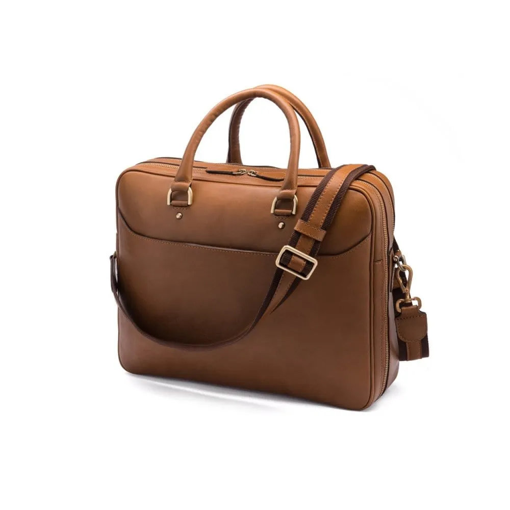 Winchester Leather 15" Laptop Briefcase - Light Tan