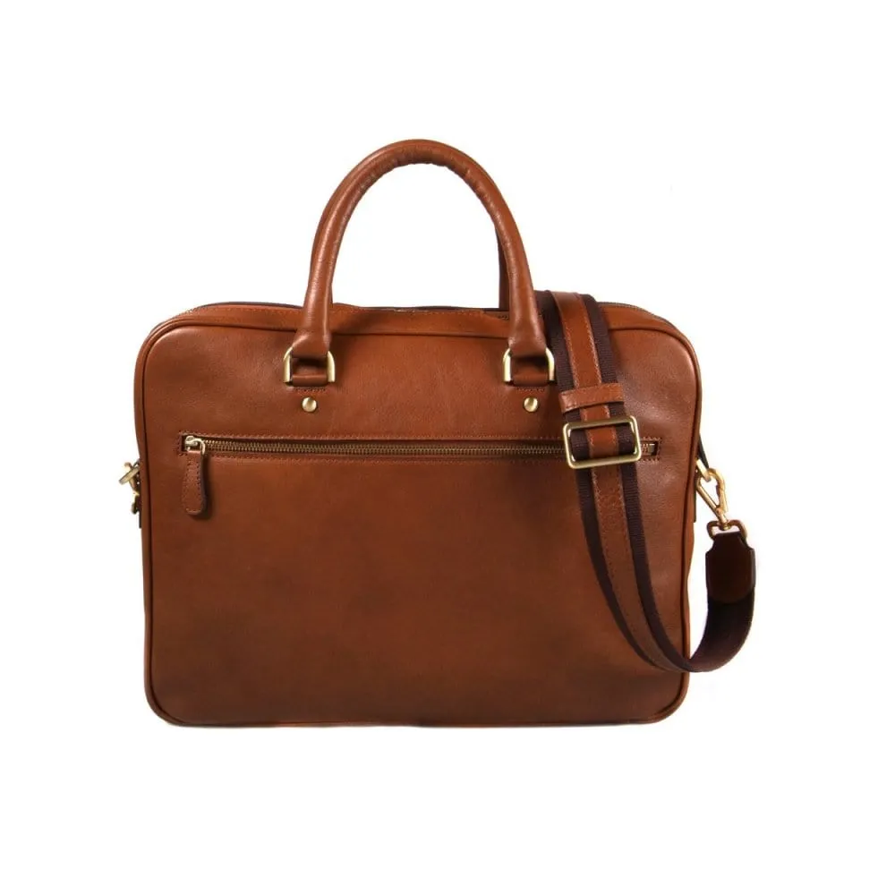 Winchester Leather 15" Laptop Briefcase - Light Tan