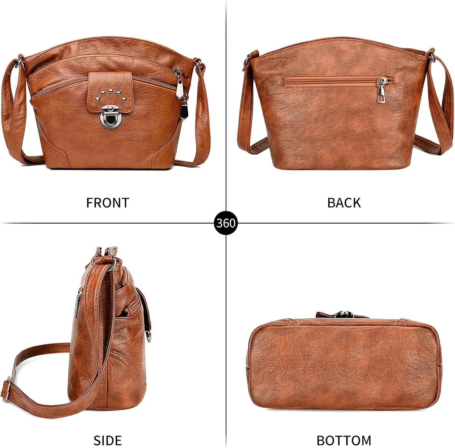 WITERY Small Crossboby Purses for Women - Lightweight PU Leather Zipper Crossbody Bag Shoulder Bag with Adjustable Strap