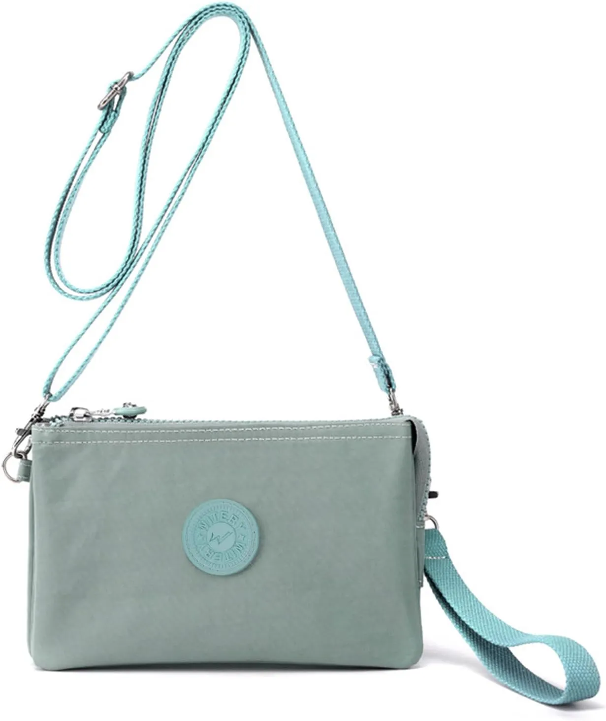 WITERY Wristlet Purse for Women - Waterproof Nylon Multi Pocket Small Clutch Purse with Shoulder and Wrist Straps
