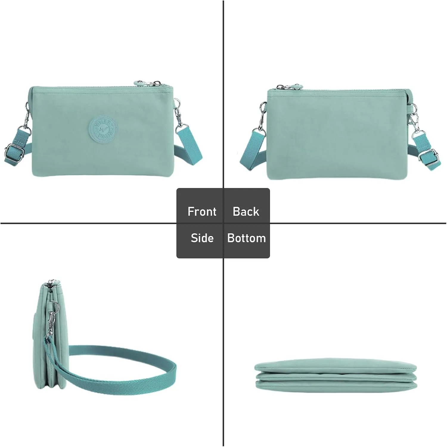 WITERY Wristlet Purse for Women - Waterproof Nylon Multi Pocket Small Clutch Purse with Shoulder and Wrist Straps