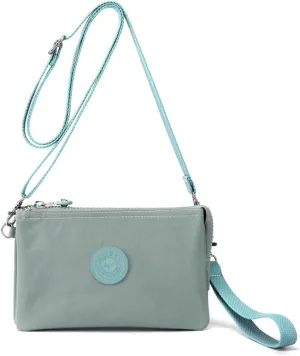 WITERY Wristlet Purse for Women - Waterproof Nylon Multi Pocket Small Clutch Purse with Shoulder and Wrist Straps