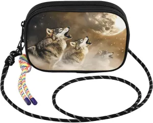 Wolf Roar Moon Small Crossbody Bags for Women Cell Phone Purses Women's Shoulder Handbag Wallet Purse