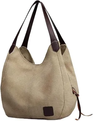 Women Canvas Hobo Purse Multi Pocket Handbags Shoulder Bags Totes Purses