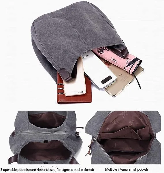 Women Canvas Hobo Purse Multi Pocket Handbags Shoulder Bags Totes Purses