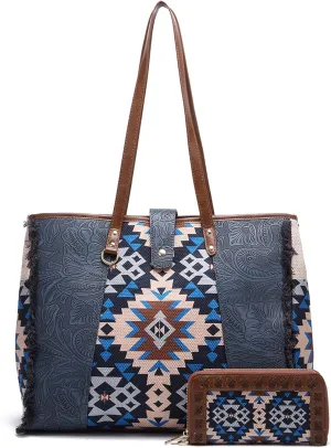 Women Handbag Travel Tote Bag Vintage Purses and Handbags Set Boho Style Work Shoulder Bags for Women Dating Work