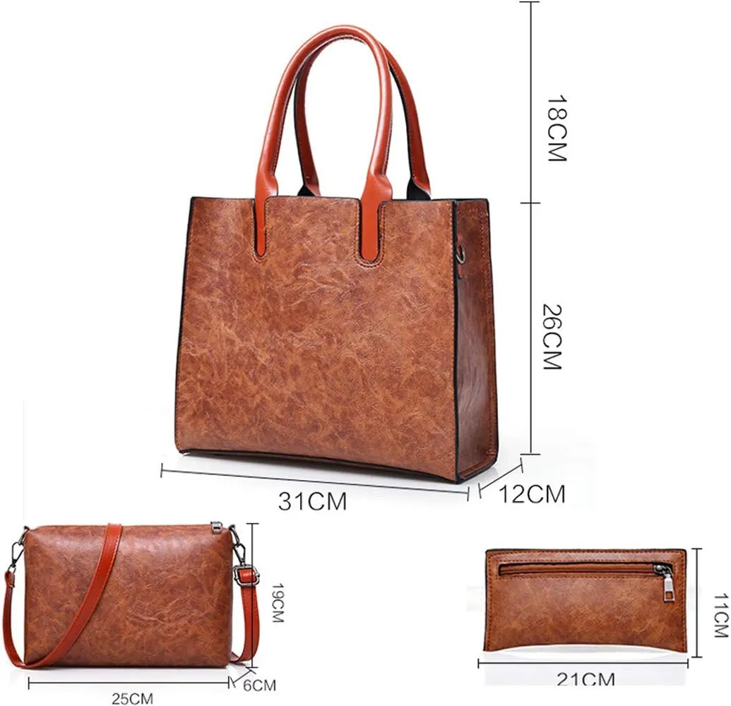 Women Handbags Designer PU Leather Large Tote Ladies Handbags Top Shoulder Bag 3pcs Set