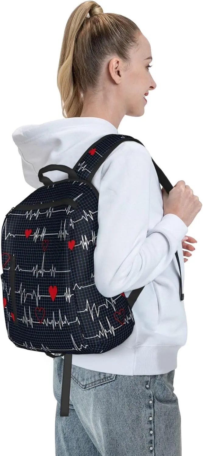 Women men casual lightweight travel laptop backpack outdoor daypack backpacks for business hiking camping (for Calling All Nurses Heart Beat)