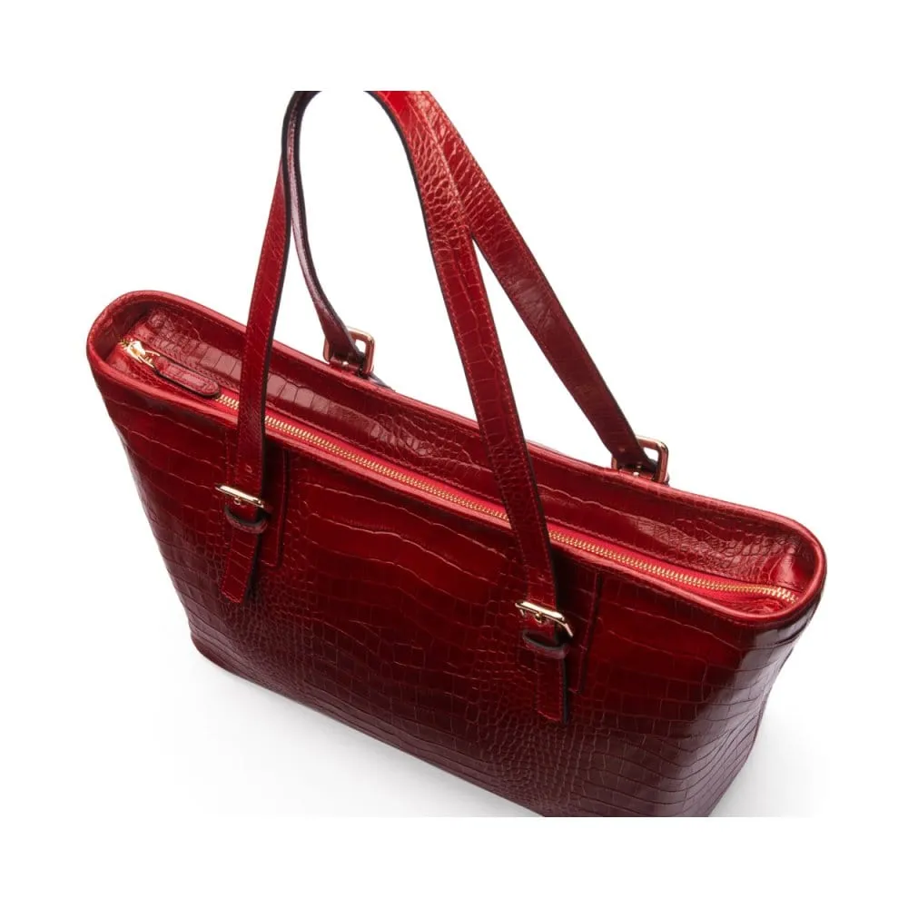 Women's 13" Laptop Workbag - Red Croc-Effect