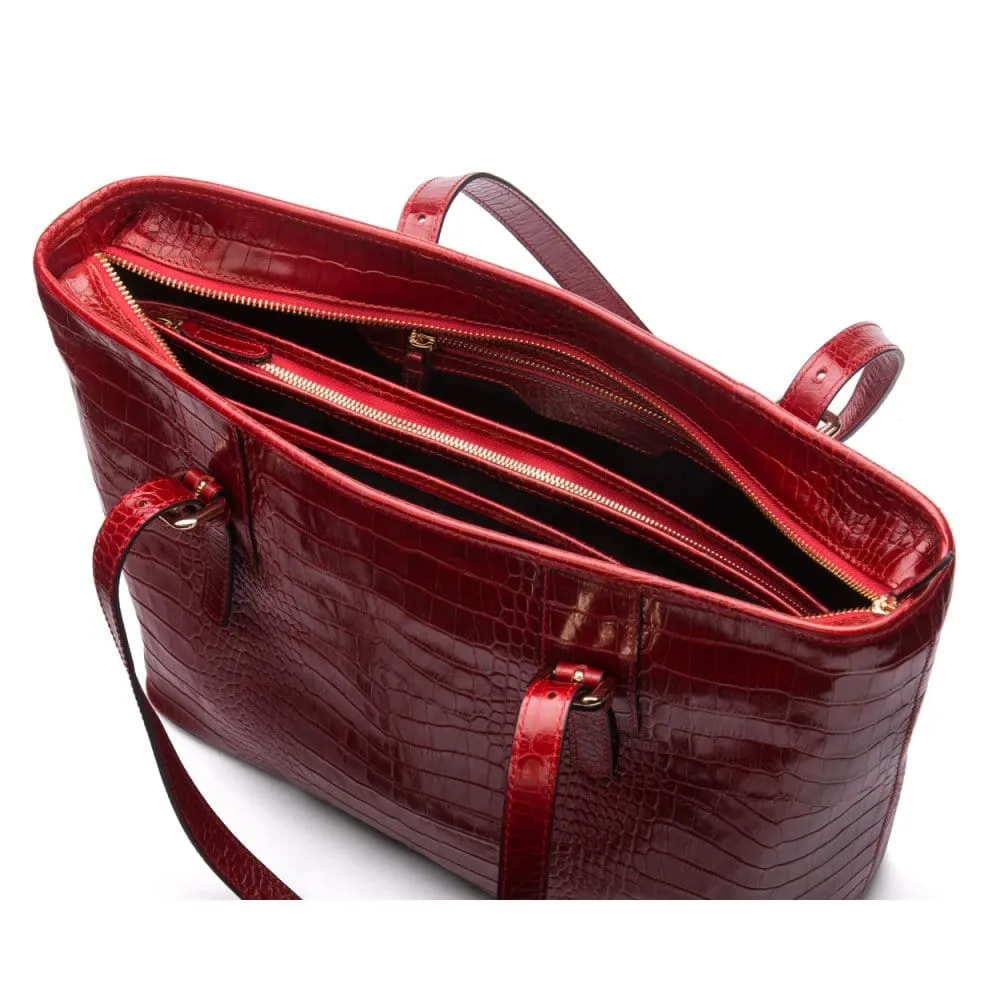 Women's 13" Laptop Workbag - Red Croc-Effect