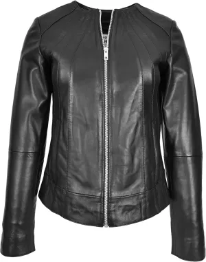 Women's Aviator Leather Jacket, Black, Size 20