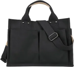 Women's Casual Canvas Shoulder Crossbody Bag Multi Pockets Large Totes Messenger Handbag Top Handle Bag Purse