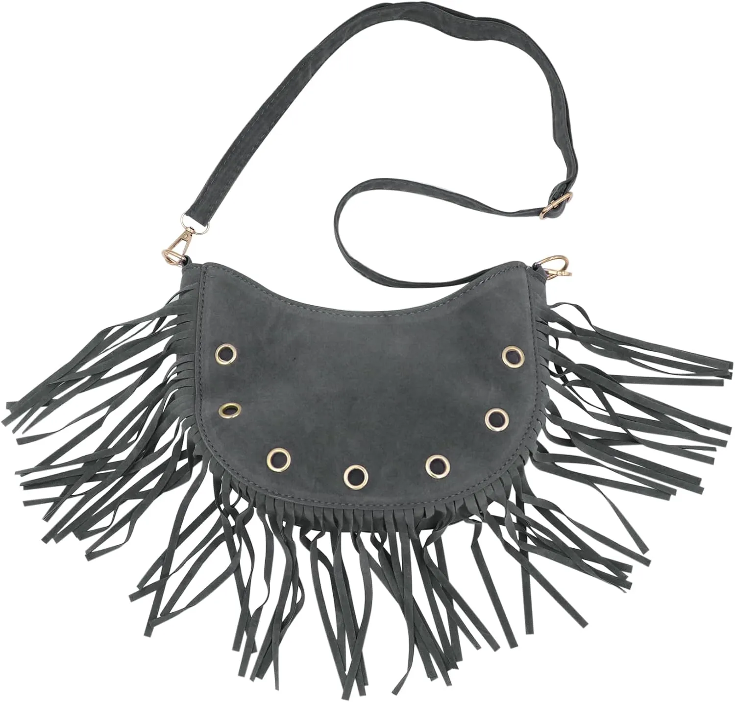 Women's Fringe Crossbody Bag Shoulder Bag Tassel Chest Fanny Pack for Women Girls Black Belt Travel Pouch