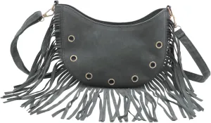 Women's Fringe Crossbody Bag Shoulder Bag Tassel Chest Fanny Pack for Women Girls Black Belt Travel Pouch