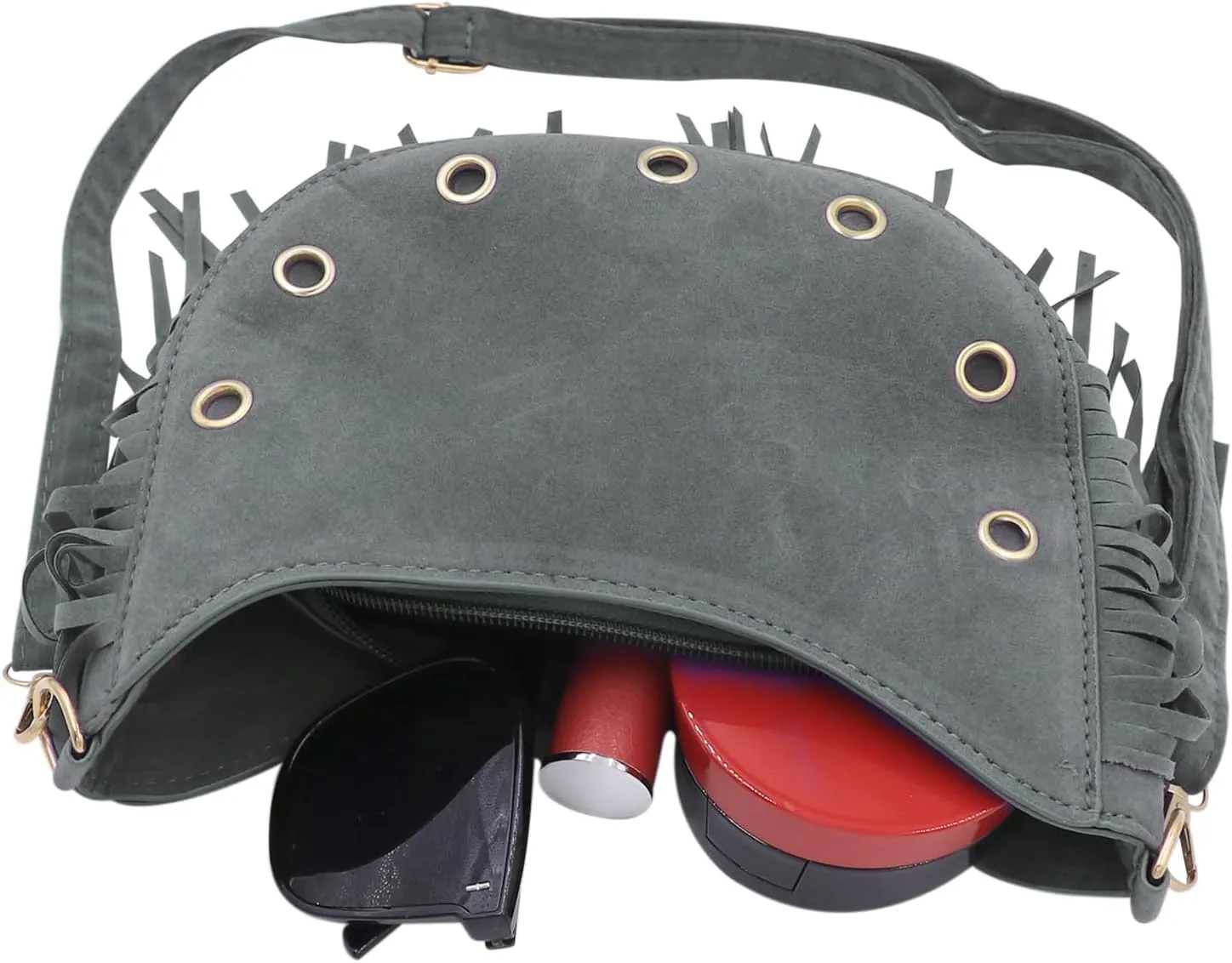 Women's Fringe Crossbody Bag Shoulder Bag Tassel Chest Fanny Pack for Women Girls Black Belt Travel Pouch