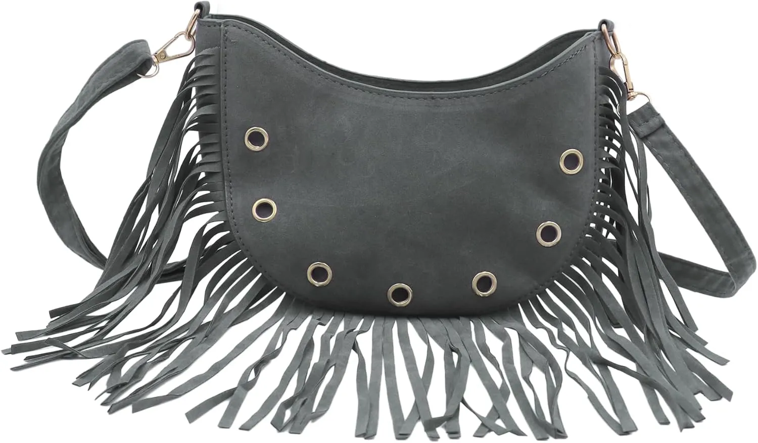Women's Fringe Crossbody Bag Shoulder Bag Tassel Chest Fanny Pack for Women Girls Black Belt Travel Pouch