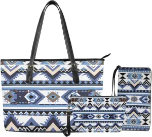 Women's Handbag Makeup Bag and Wallet Set of 3 Pack Tote Bags Purse for Beach, Work, Office