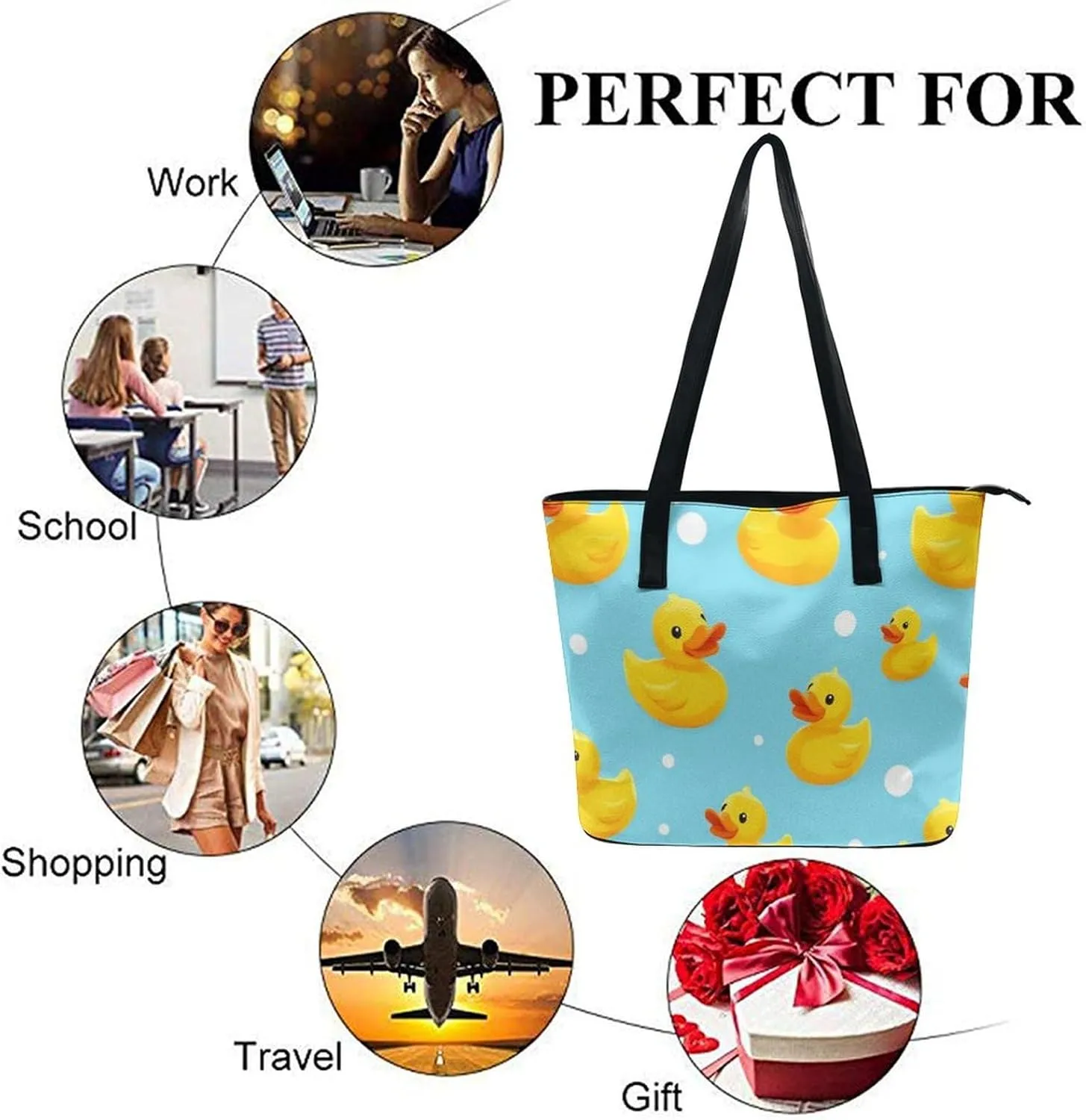 Women's Portable Tote Bag Trendy Modern Leather Handbag For Work Weekend