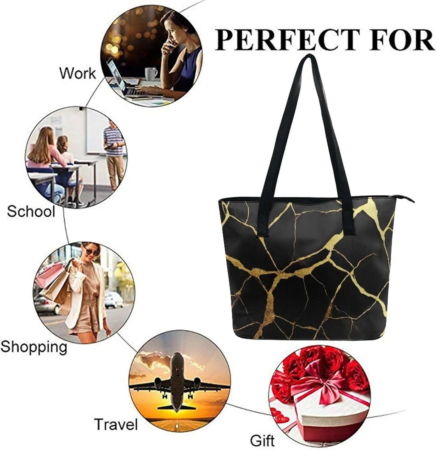 Women's Portable Tote Bag Trendy Modern Leather Handbag For Work Weekend