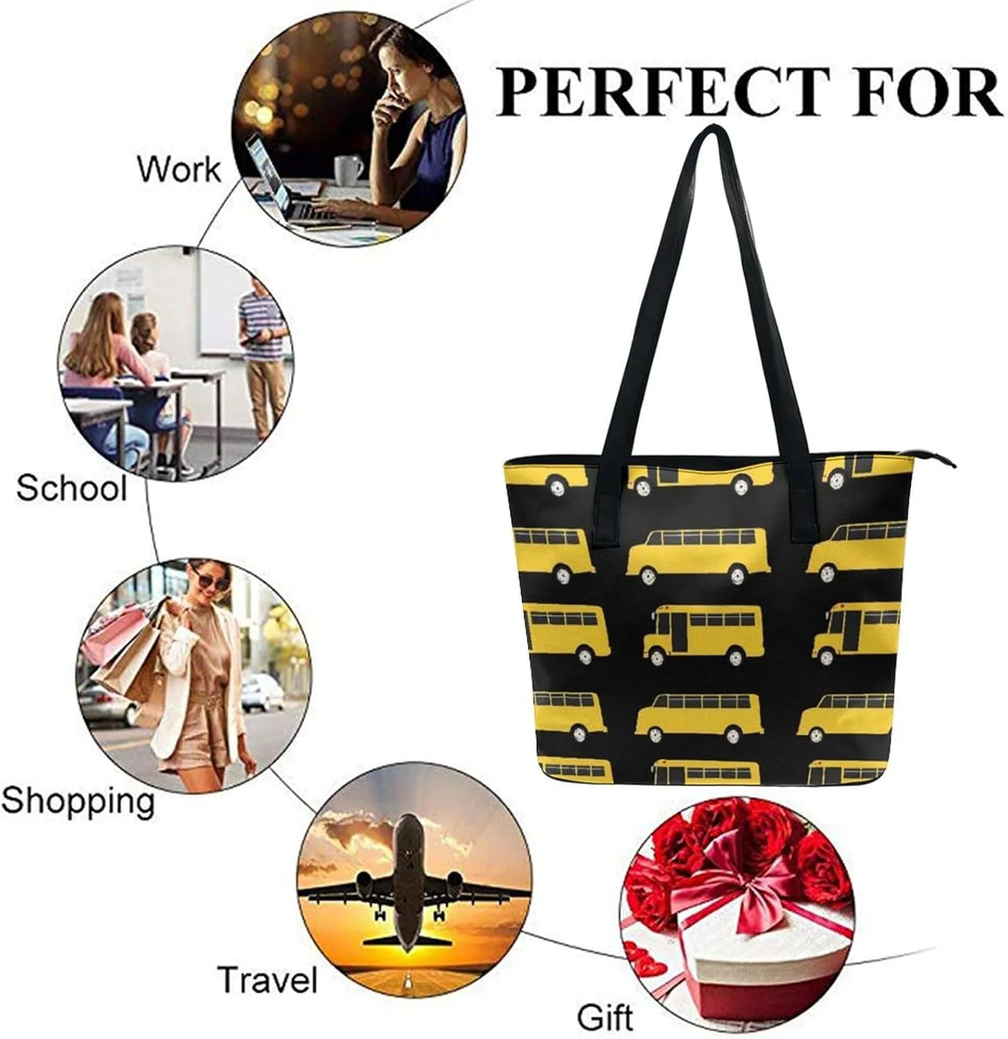 Women's Portable Tote Bag Trendy Modern Leather Handbag For Work Weekend