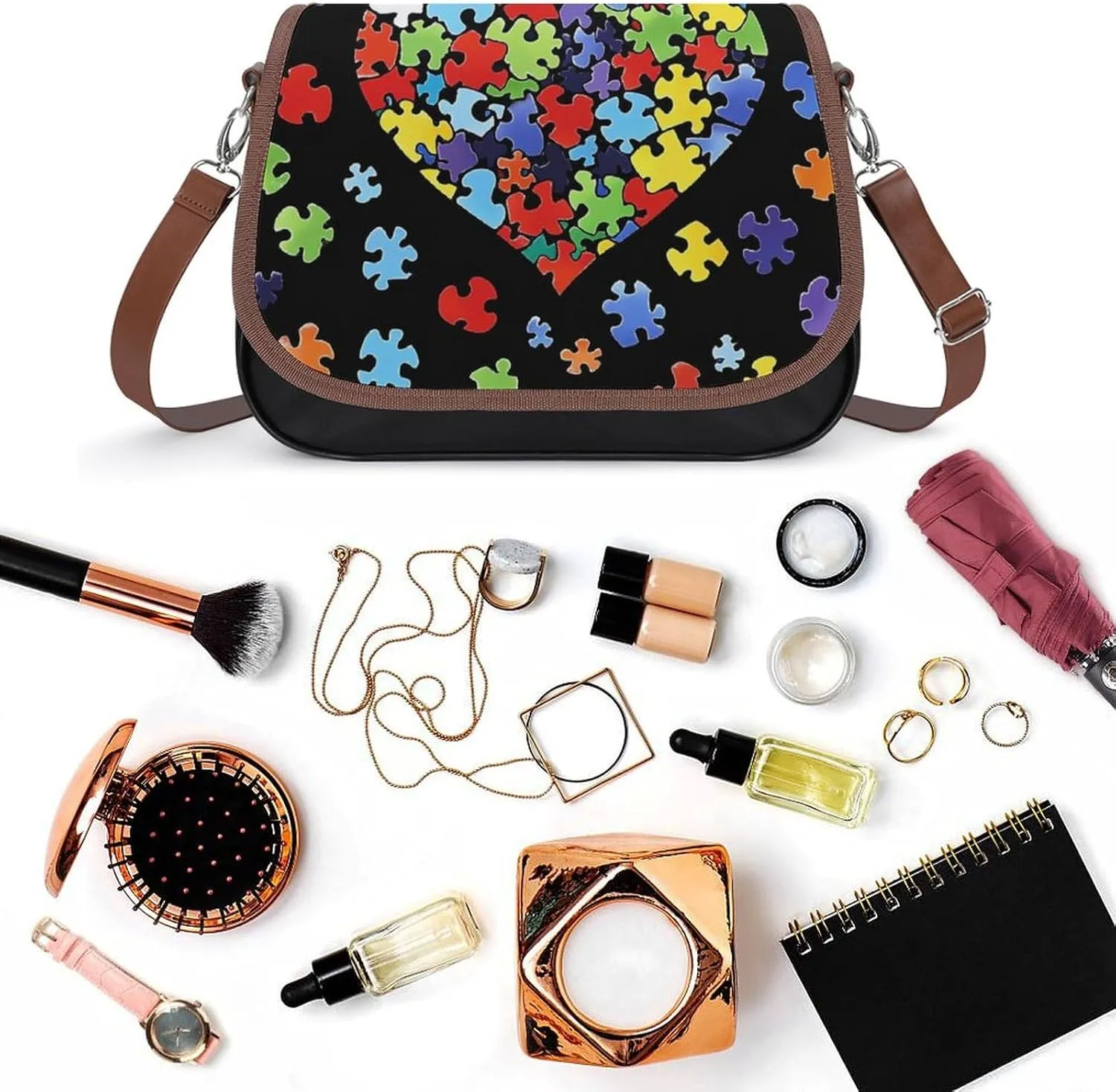 Womens PU Leather Crossbody Bag Lightweight Cellphone Purse Handbags with Adjustable Strap