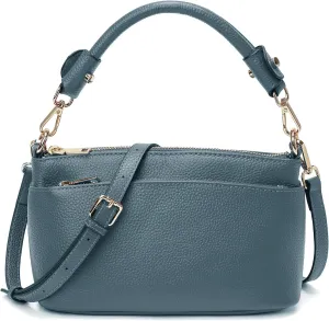 Women's Small Crossbody Bags Lady Cow Leather Shoulder Handbag Purse with 3 Shoulder Straps