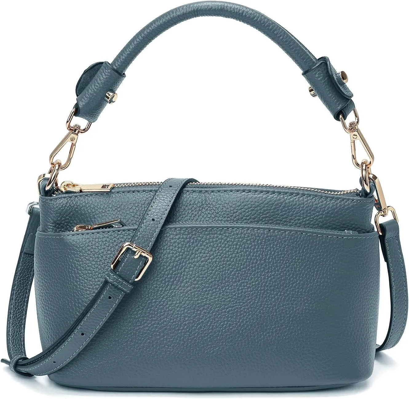 Women's Small Crossbody Bags Lady Cow Leather Shoulder Handbag Purse with 3 Shoulder Straps