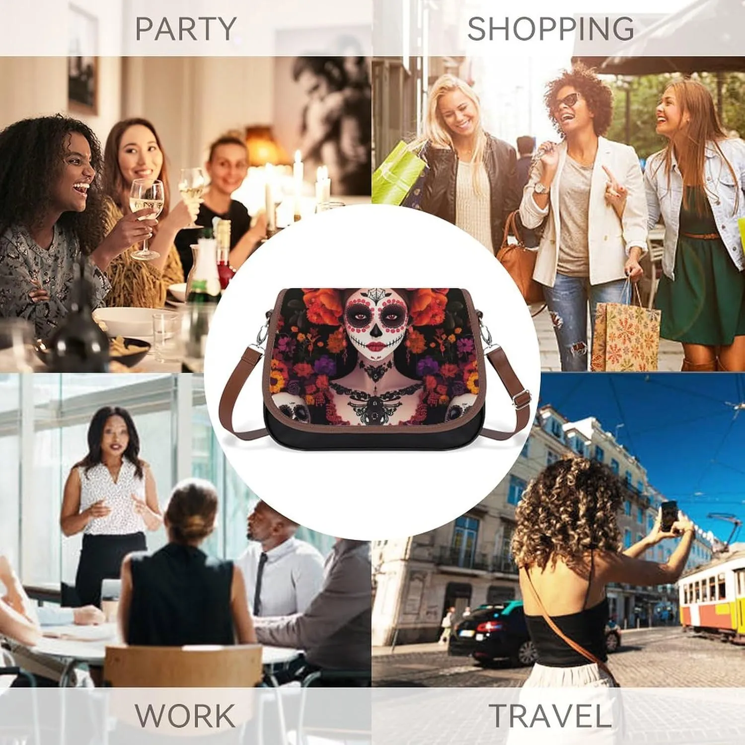 Womens Small Crossbody Purse with Adjustable Strap, Pu Leather Shoulder Bags for Travel Work
