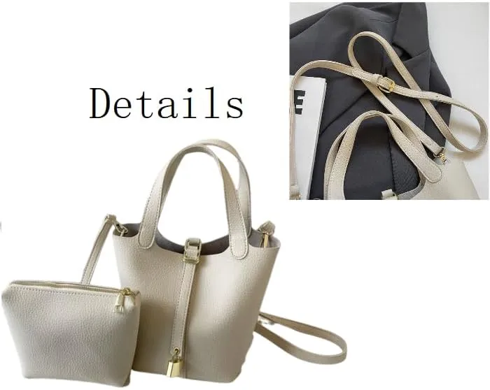 Women's Synthetic Leather Handbags Bucket Type Shoulder Bags Adjustable Crossbody Bag Latch Purses