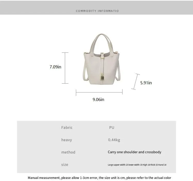 Women's Synthetic Leather Handbags Bucket Type Shoulder Bags Adjustable Crossbody Bag Latch Purses