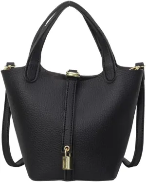 Women's Synthetic Leather Handbags Bucket Type Shoulder Bags Adjustable Crossbody Bag Latch Purses