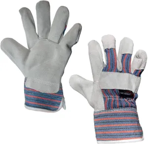 Work Leather Gloves with Cool Cotton Lined Backing Lightweight & Versatile Split Leather Safety Cuff Work Gloves