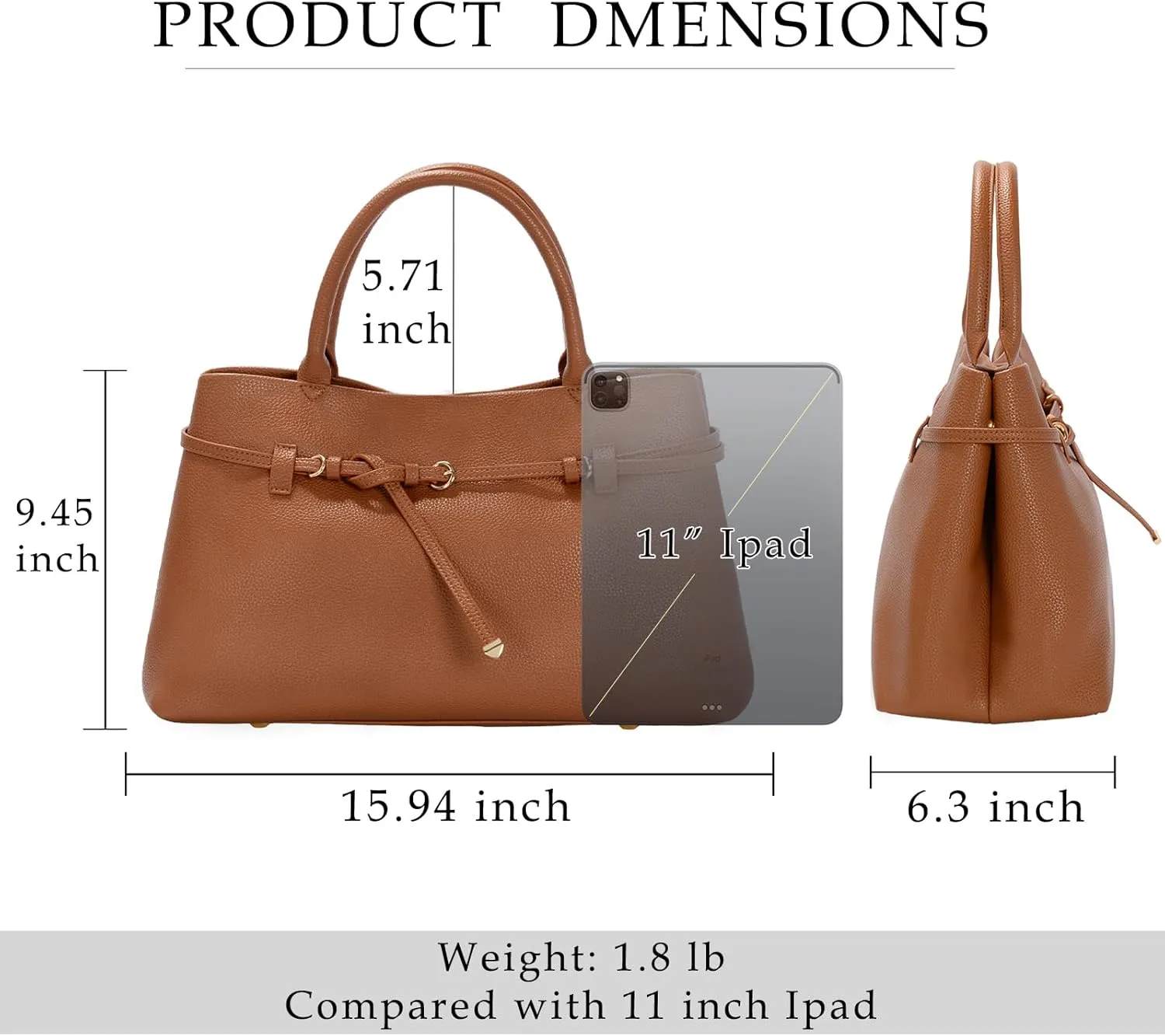 Work Tote Purses and Handbags for Women Vegan Leather Belted Top-handle Satchel Shoulder Bags with Long Strap