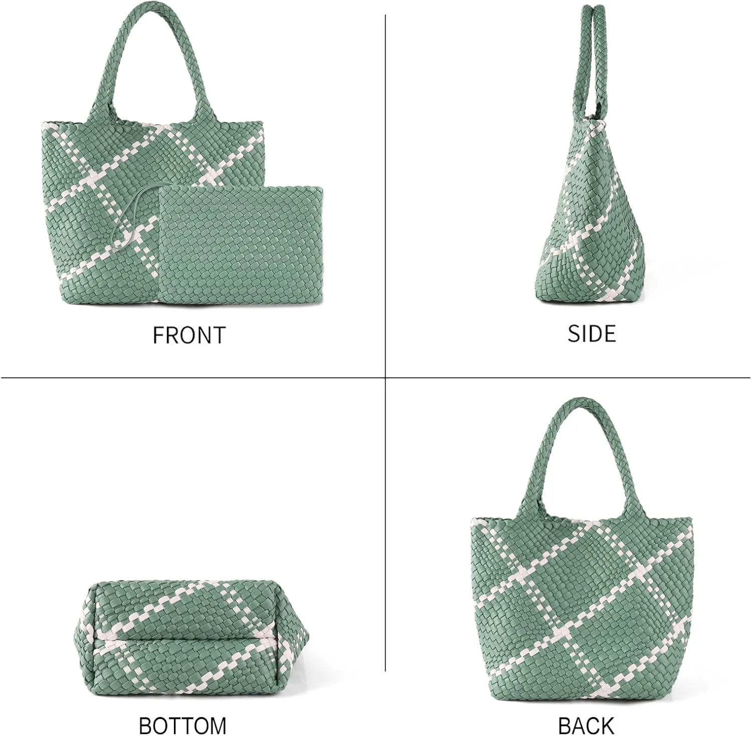 Woven Bag for Women Vegan Leather Tote Bag Large Summer Beach Travel Handbag and Clutch Retro Handmade Shoulder Bag